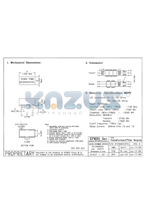 XF2006CE3POL datasheet - Transformer/Filter Module