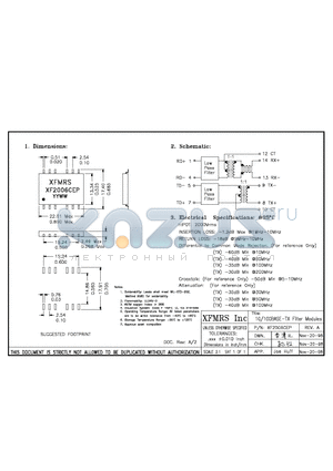 XF2006CEP datasheet - 10/100BASE-TX Filter Modules