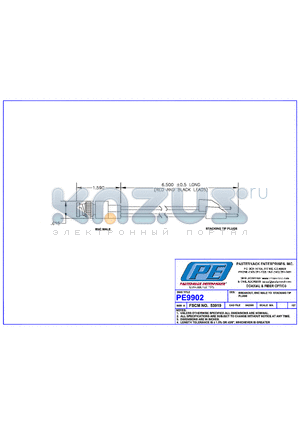 PE9902 datasheet - BREAKOUT, BNC MALE TO STACKING TIP PLUGS