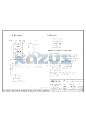 XF2064S datasheet - ADSL TRANSFORMER