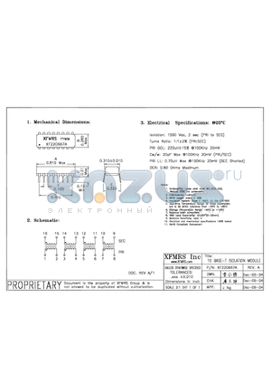 XF220667A datasheet - 10 BASE-T ISOLATION MODULE