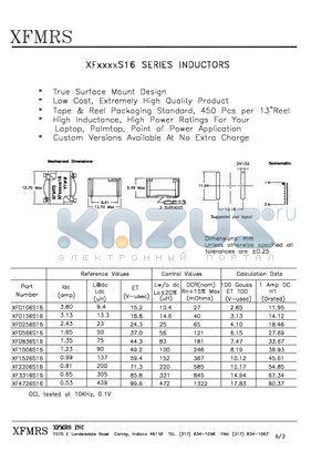 XF2206S16 datasheet - INDUCTORS