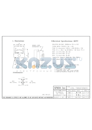 XF2311-5HD datasheet - HDSL TRANSFORMER