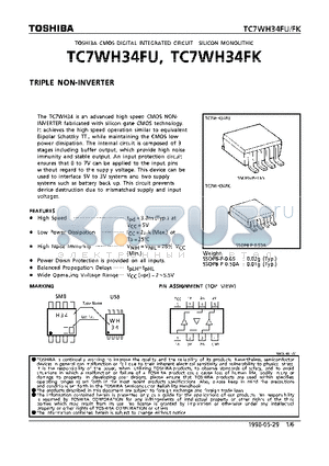 TC7WH34FK datasheet - TRIPLE NON-INVERTER