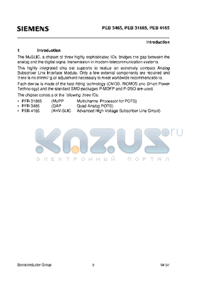 PEB3465 datasheet - NMultichannel Subscriber Line Interface Concept MuSLIC