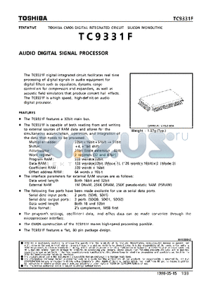 TC9331F datasheet - AUDIO DIGITAL SIGNAL PROCESSOR