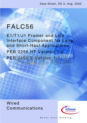 PEB2256 datasheet - E1/T1/J1 Framer and Line Interface Component for Long and Short Haul Applications