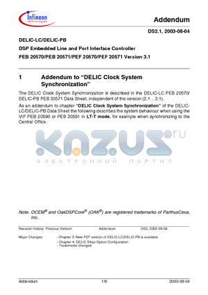 PEF20570 datasheet - DSP Embedded Line and Port Interface Controller