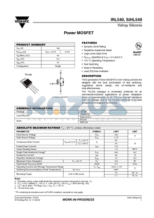 IRL540 datasheet - Power MOSFET