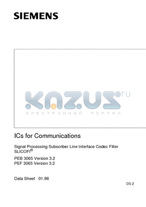 PEB3065NV3.2 datasheet - Signal Processing Subscriber Line Interface Codec Filter SLICOF