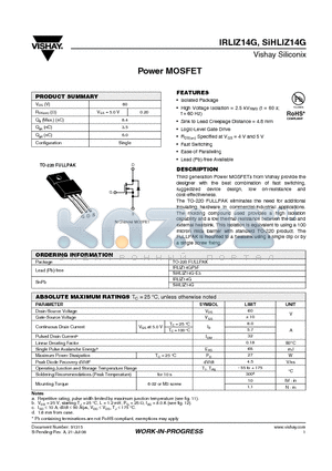 IRLIZ14GPBF datasheet - Power MOSFET