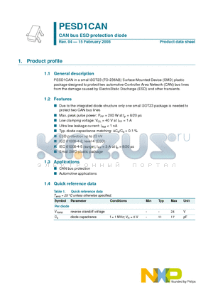 PESD1CAN datasheet - CAN bus ESD protection diode