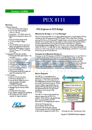 PEX8111RDK-F datasheet - PCI Express to PCI Bridge