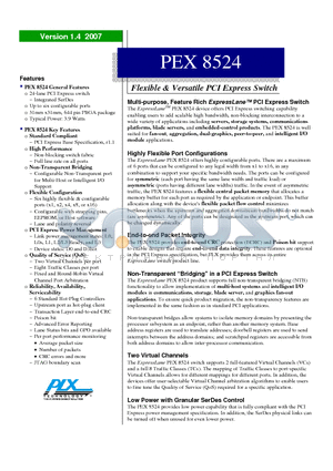 PEX8524-BC25BIG datasheet - Flexible & Versatile PCI Express Switch