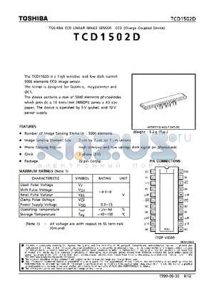 TCD1502D datasheet - CCD LINEAR IMAGE SENSOR