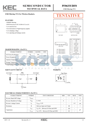 PF0633UDF8 datasheet - EMI Filtering TVS