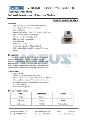 IRM-H136-TR2 datasheet - Infrared Remote-control Receiver Module