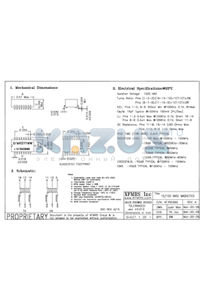 XF35066B datasheet - 10/100BASE MAGNETICS