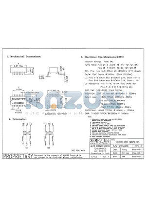 XF35066B datasheet - 10/100 BASE MAGNETICS