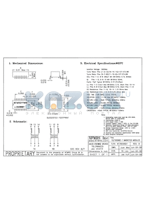 XF35066B1 datasheet - 10/100BASE-T MAGNETICS MODULES