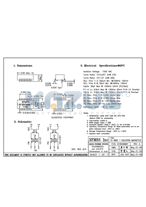 XF35068BIT datasheet - 10BASE T ISOLATION MAGNETICS
