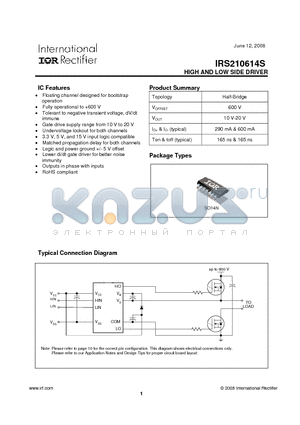 IRS210614S datasheet - HIGH AND LOW SIDE DRIVER