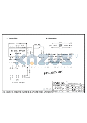 XF4010 datasheet - ISDN/POTS SPUTTER