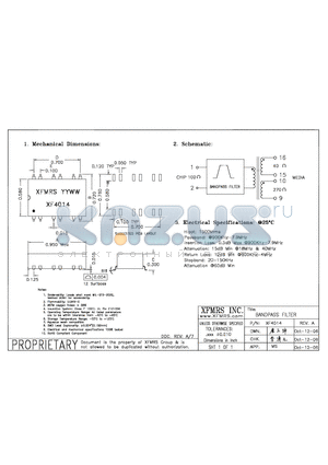 XF4014 datasheet - BANDPASS FILTER