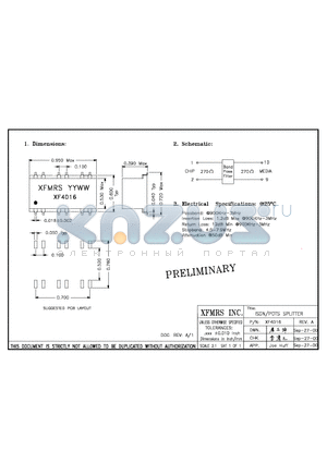 XF4016 datasheet - ISDN/POTS SPLITTER