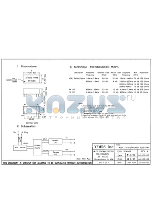 XF4069 datasheet - VDSL FILTER/HYBRID SOLUTION