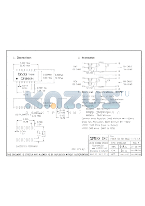 XF4664S4 datasheet - FIBER TO 10 BASE-T FILTER