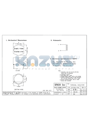 XF4706-HPM datasheet - TOROIDAL INDUCTOR