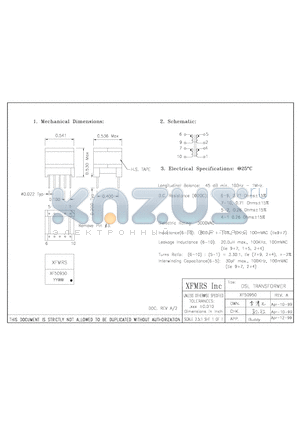 XF50950 datasheet - DSL TRANSFORMER