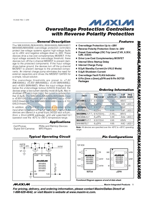 MAX4866L datasheet - Overvoltage Protection Controllers with Reverse Polarity Protection