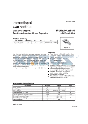 IRUH50PA23B1M datasheet - Ultra Low Dropout Positive Adjustable Linear Regulator