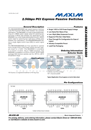 MAX4889 datasheet - 2.5Gbps PCI Express Passive Switches