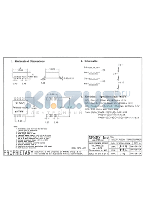 XF6006-05SM datasheet - T1/CEPT/ISDN TRANSFORMER