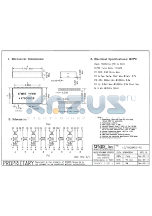 XF6006Q6 datasheet - UNLESS OTHERWISE SPECIFIED TOLERANCES -0.010 DIMENSIONS IN INCH