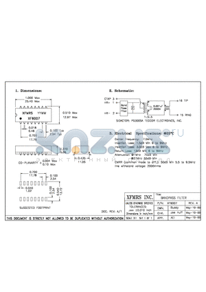 XF6007 datasheet - BANDPASS FILTER