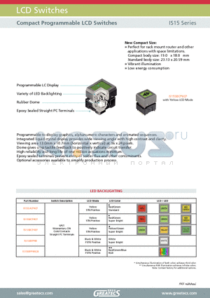 IS15SBFP4B datasheet - Compact Programmable LCD Switches