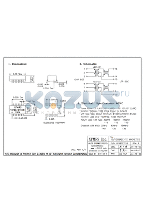 XF6612TX1B datasheet - 10/100BASE-TX MAGNETICS