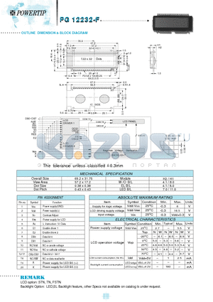 PG12232-F datasheet - OUTLINE DIMENSION & BLOCK DIAGRAM