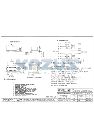 XF6612TX4 datasheet - 10/100 BASE MAGNETIC MODULE