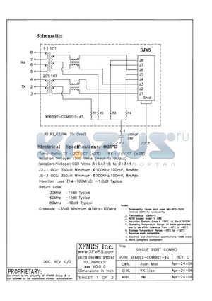 XF6692-C1-4S datasheet - SINGLE PORT COMBO