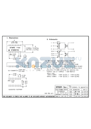 XF6692TX4 datasheet - 10/100BASE-TX MAGNETICS