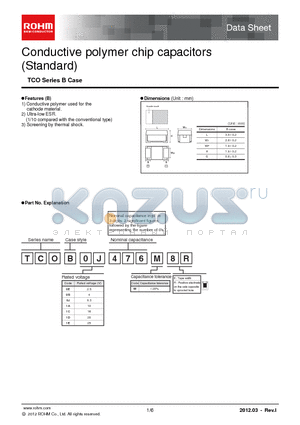 TCO_B_12 datasheet - Conductive polymer chip capacitors(Standard)