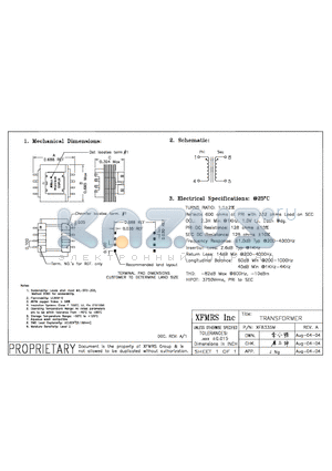 XF8335M datasheet - TRANSFORMER