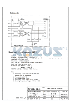 XF973-C2-4S datasheet - TWO PORTS COMBO