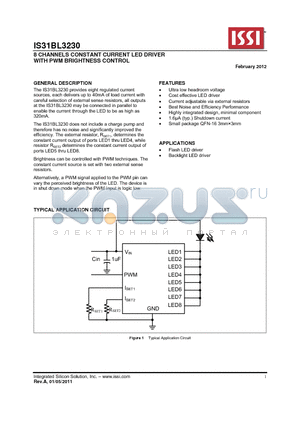 IS31BL3230 datasheet - 8 CHANNELS CONSTANT CURRENT LED DRIVER