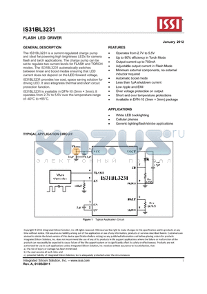 IS31BL3231 datasheet - FLASH LED DRIVER